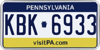 PA license plate KBK6933