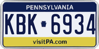 PA license plate KBK6934