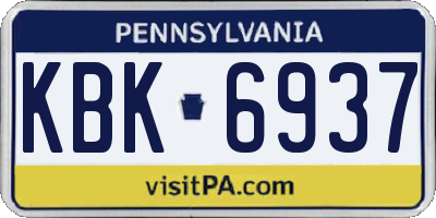 PA license plate KBK6937