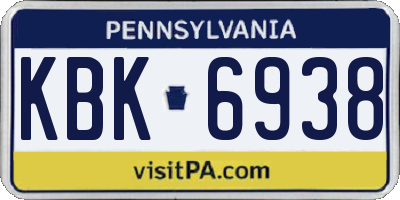 PA license plate KBK6938