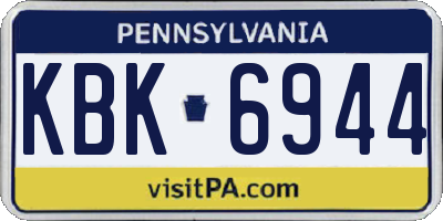 PA license plate KBK6944