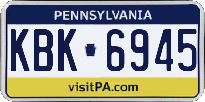 PA license plate KBK6945
