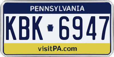 PA license plate KBK6947