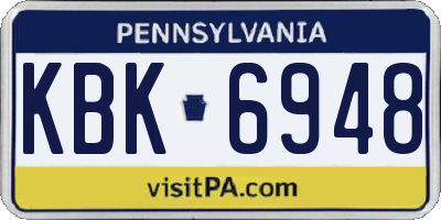 PA license plate KBK6948