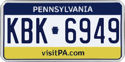 PA license plate KBK6949