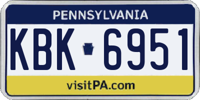 PA license plate KBK6951
