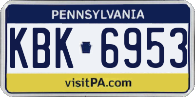 PA license plate KBK6953