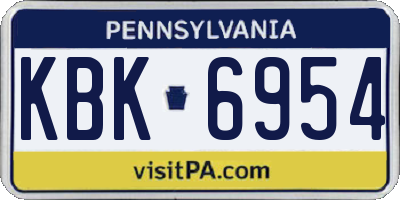 PA license plate KBK6954