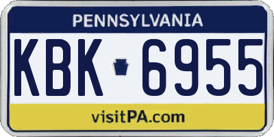 PA license plate KBK6955