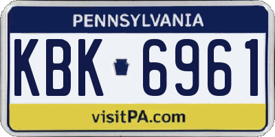 PA license plate KBK6961