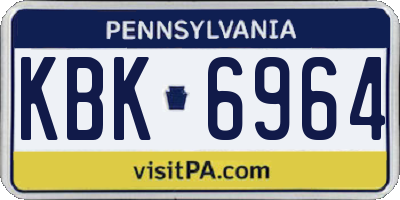 PA license plate KBK6964