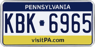 PA license plate KBK6965