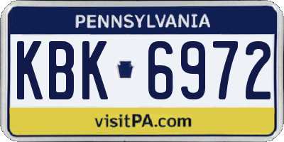 PA license plate KBK6972