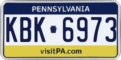 PA license plate KBK6973