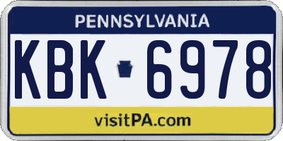 PA license plate KBK6978
