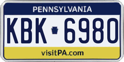 PA license plate KBK6980