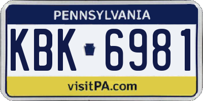PA license plate KBK6981