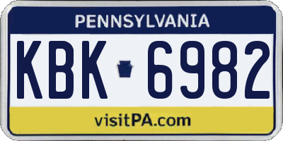 PA license plate KBK6982