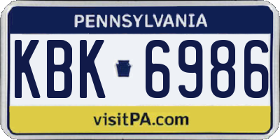 PA license plate KBK6986