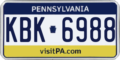 PA license plate KBK6988