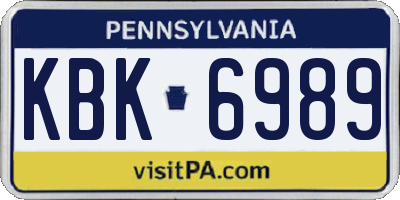 PA license plate KBK6989