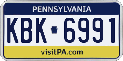 PA license plate KBK6991