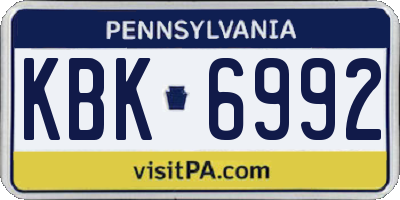 PA license plate KBK6992