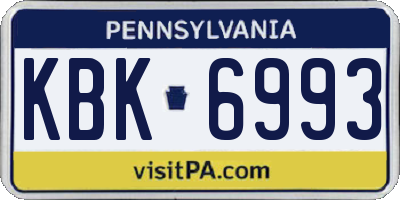 PA license plate KBK6993