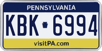 PA license plate KBK6994