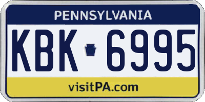 PA license plate KBK6995