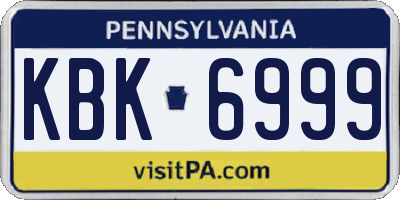 PA license plate KBK6999