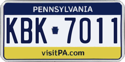 PA license plate KBK7011