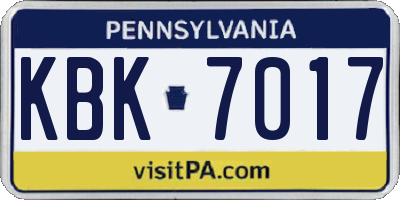 PA license plate KBK7017