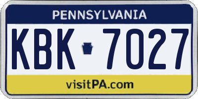 PA license plate KBK7027