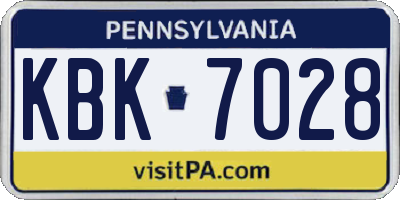 PA license plate KBK7028