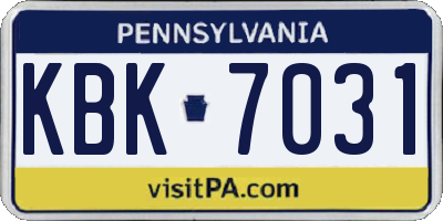 PA license plate KBK7031