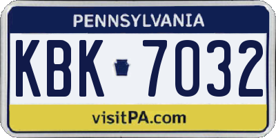 PA license plate KBK7032