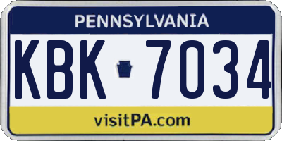 PA license plate KBK7034