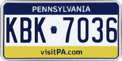 PA license plate KBK7036