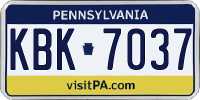 PA license plate KBK7037
