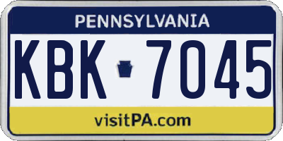 PA license plate KBK7045