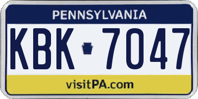 PA license plate KBK7047