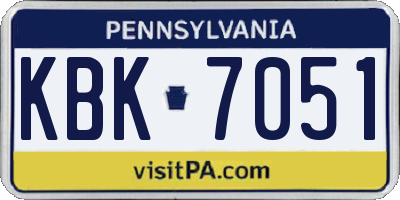 PA license plate KBK7051