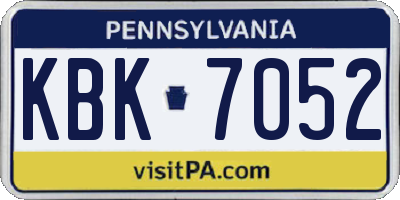 PA license plate KBK7052
