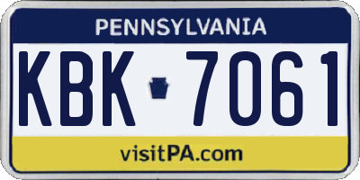 PA license plate KBK7061