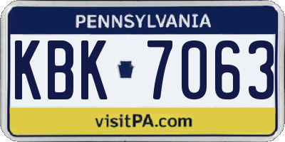 PA license plate KBK7063