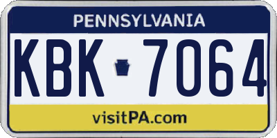 PA license plate KBK7064