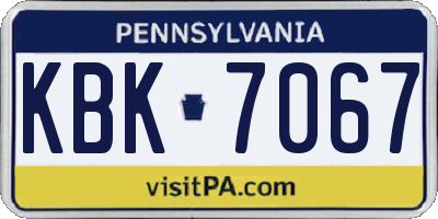 PA license plate KBK7067