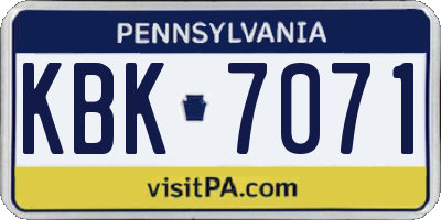 PA license plate KBK7071
