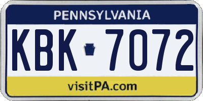 PA license plate KBK7072